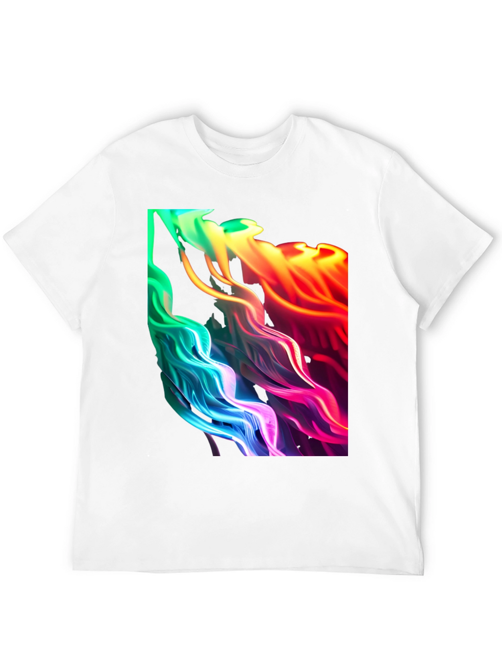 Vibrant Abstract Swirl Graphic Black T-Shirt