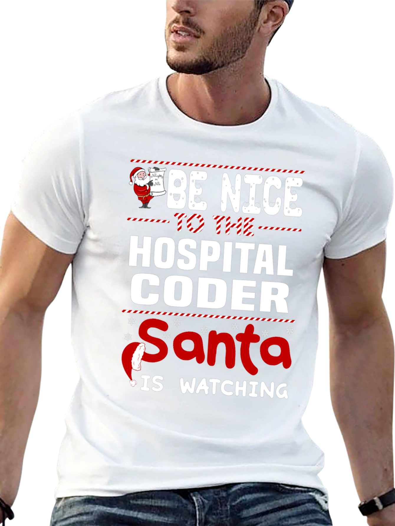 Be Nice to the Hospital Coder Santa T-Shirt