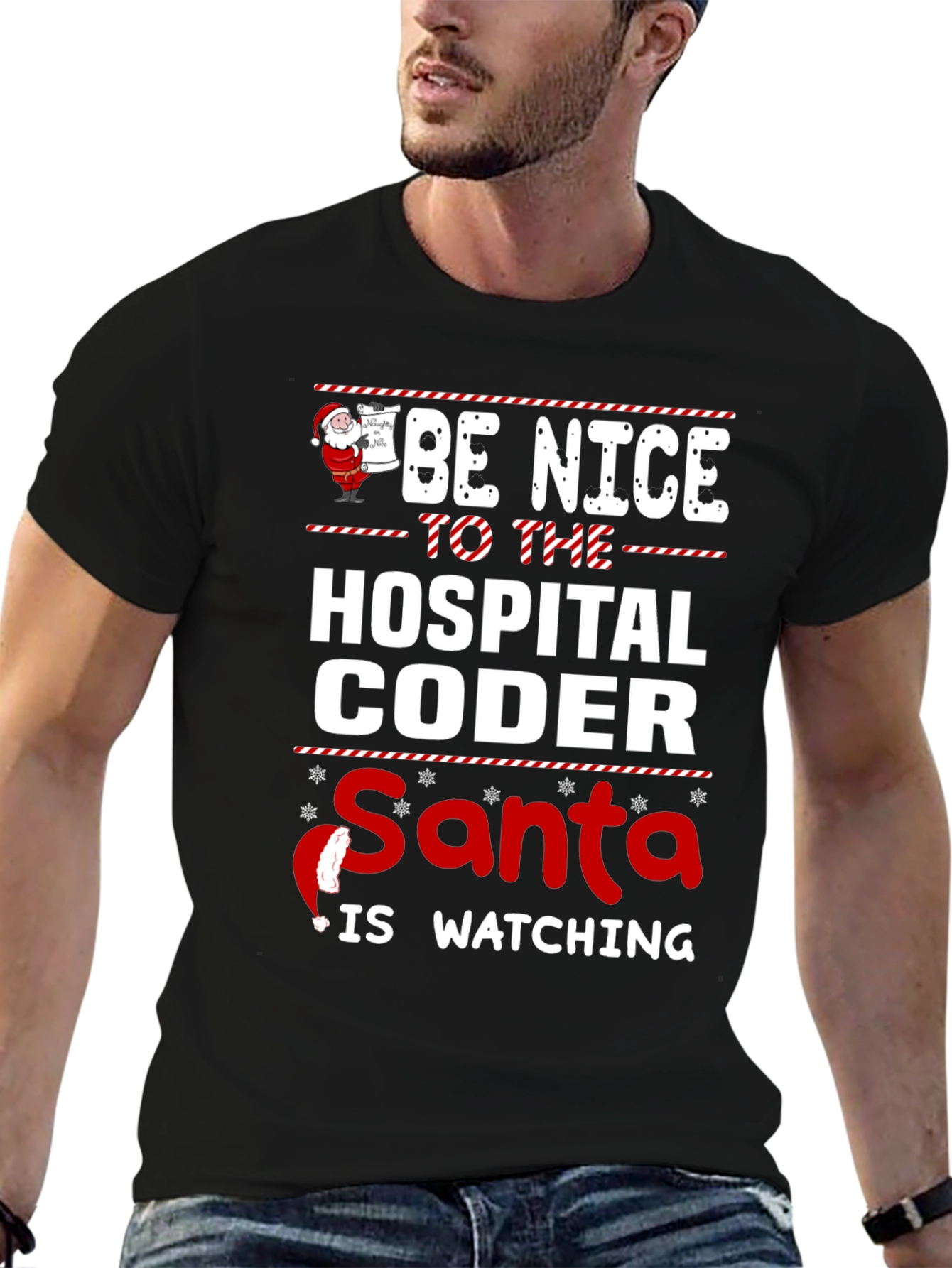 Be Nice to the Hospital Coder Santa T-Shirt