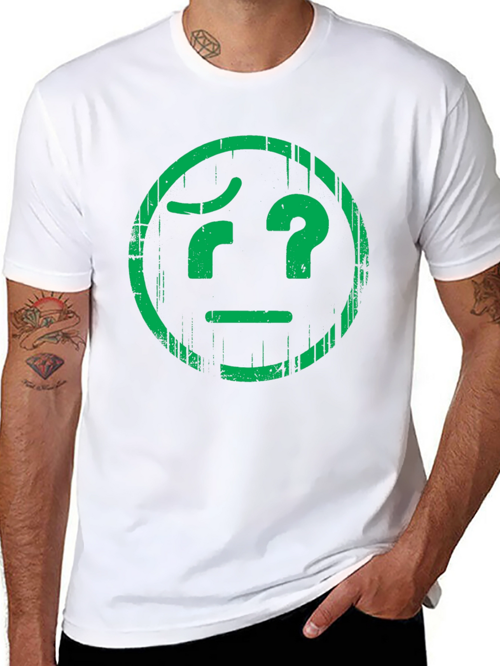 Confused Face Graphic Tee - Unisex Black T-Shirt