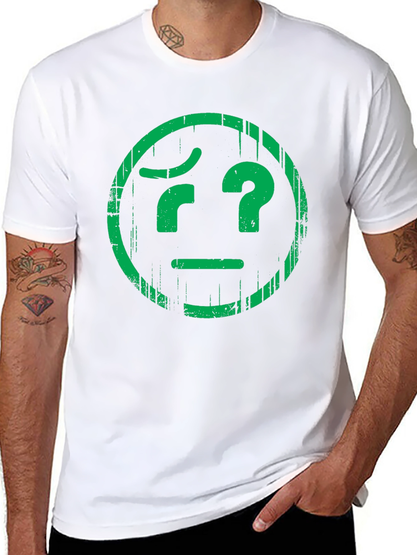 Confused Face Graphic Tee - Unisex Black T-Shirt