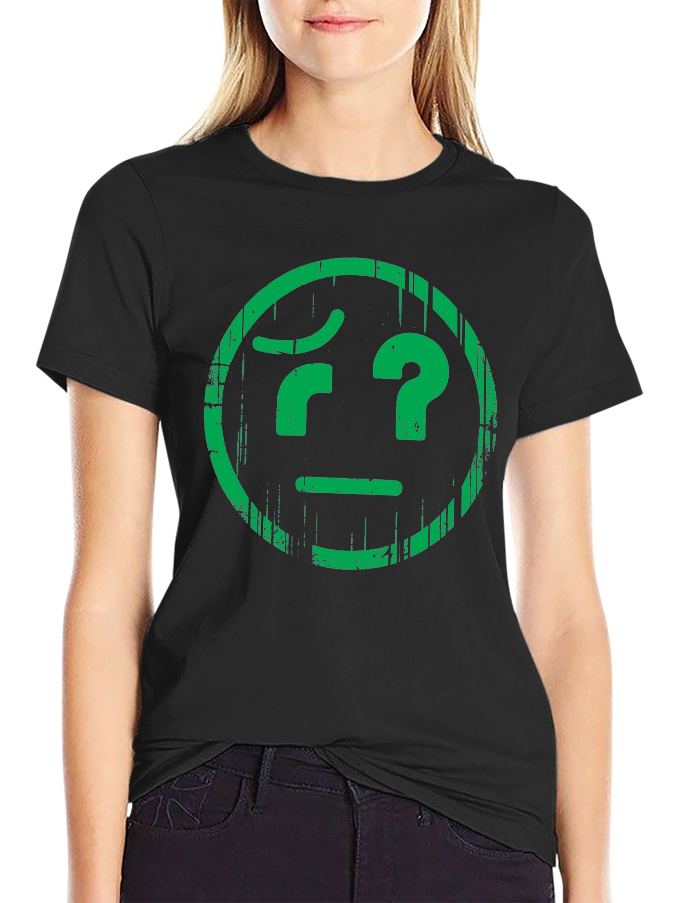 Confused Face Graphic Tee - Unisex Black T-Shirt