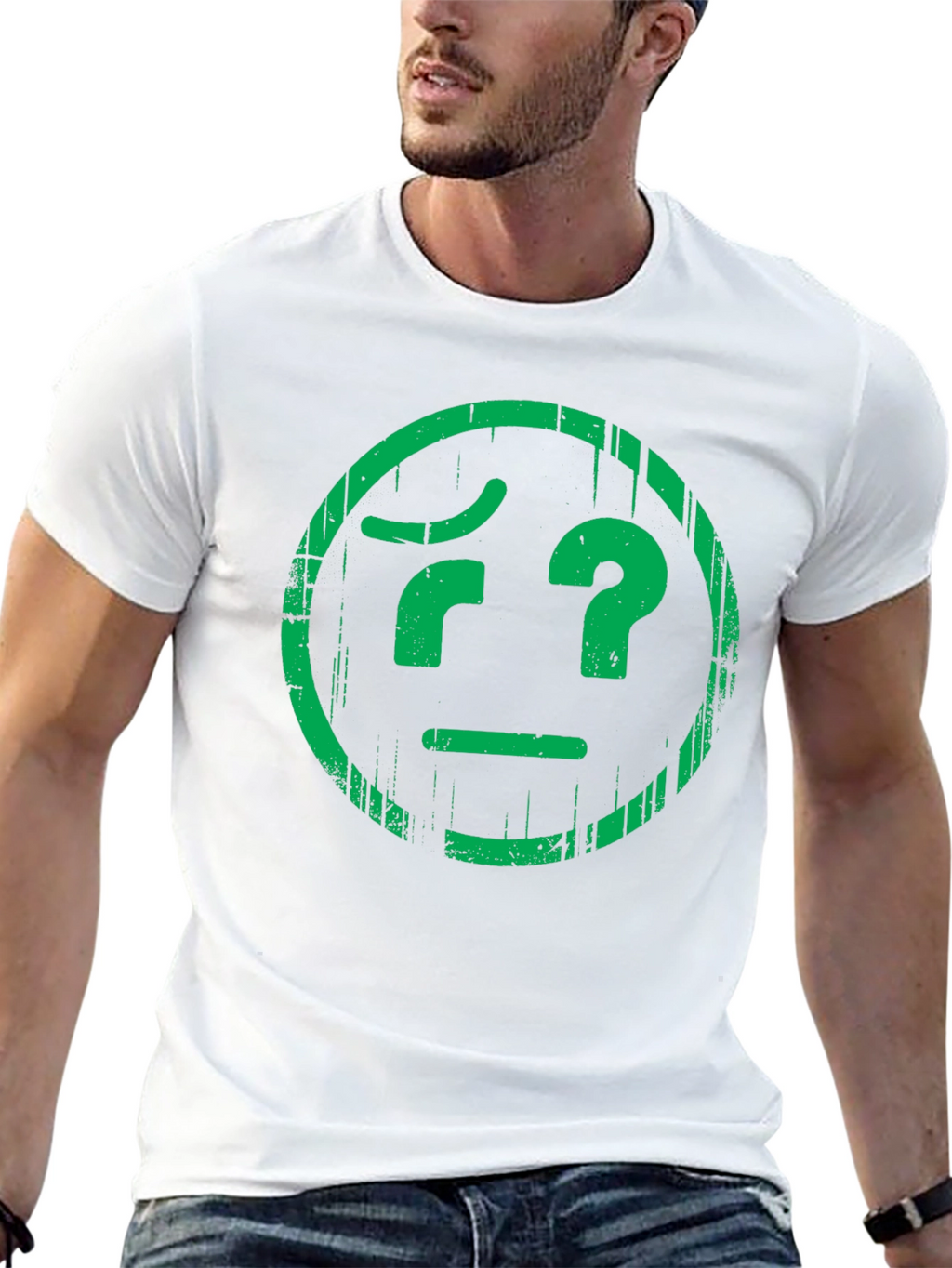 Confused Face Graphic Tee - Unisex Black T-Shirt