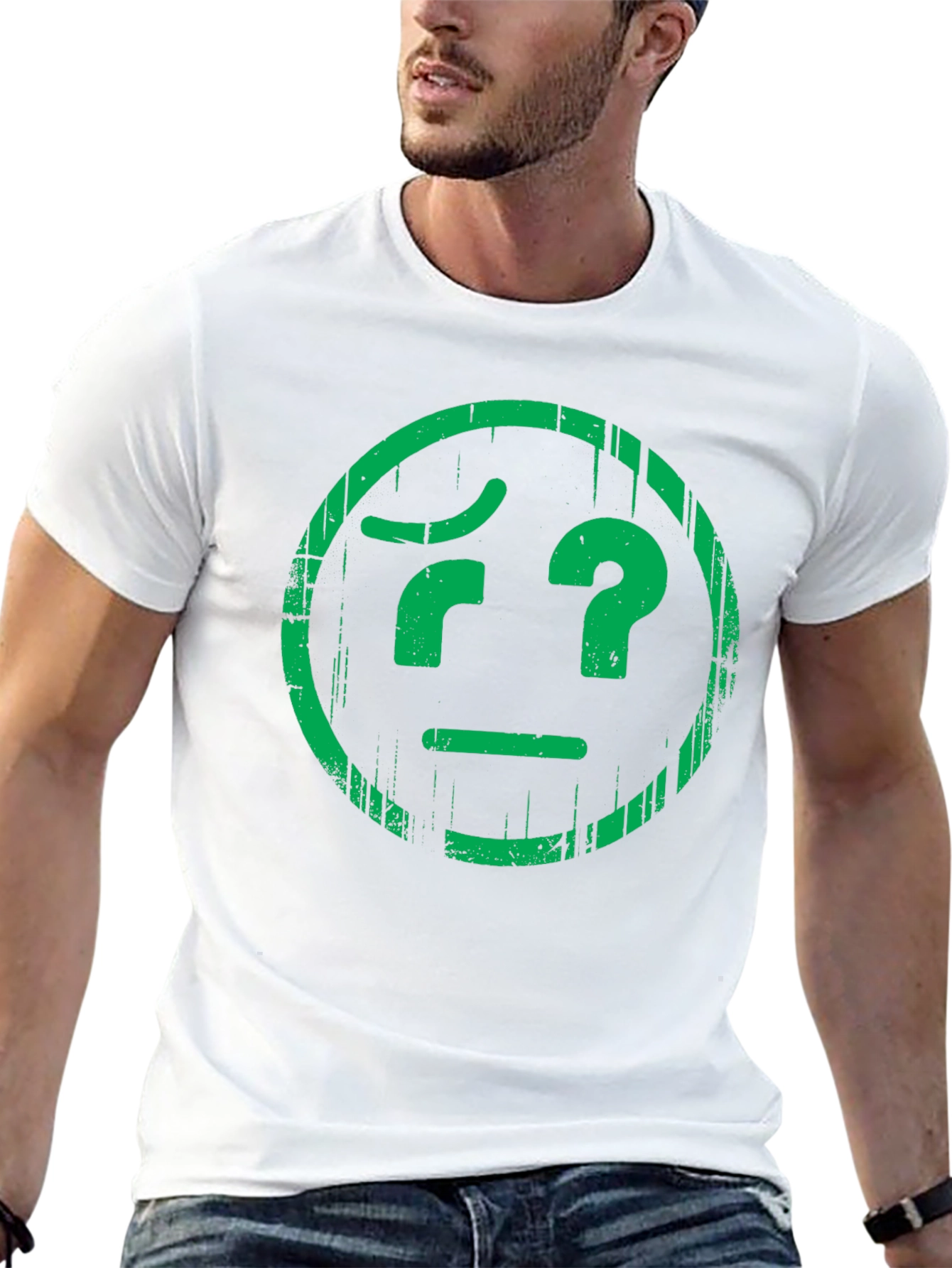 Confused Face Graphic Tee - Unisex Black T-Shirt