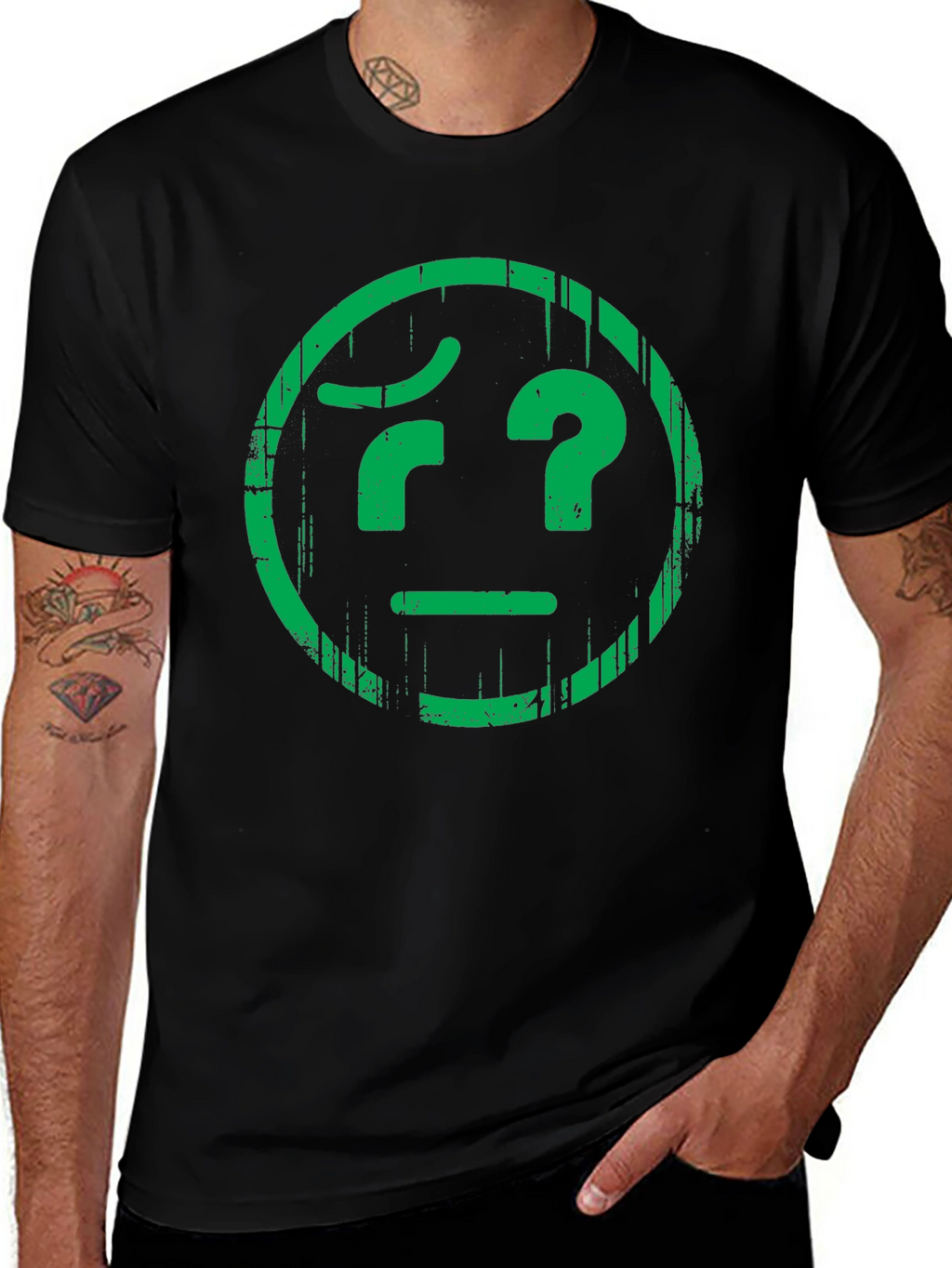 Confused Face Graphic Tee - Unisex Black T-Shirt