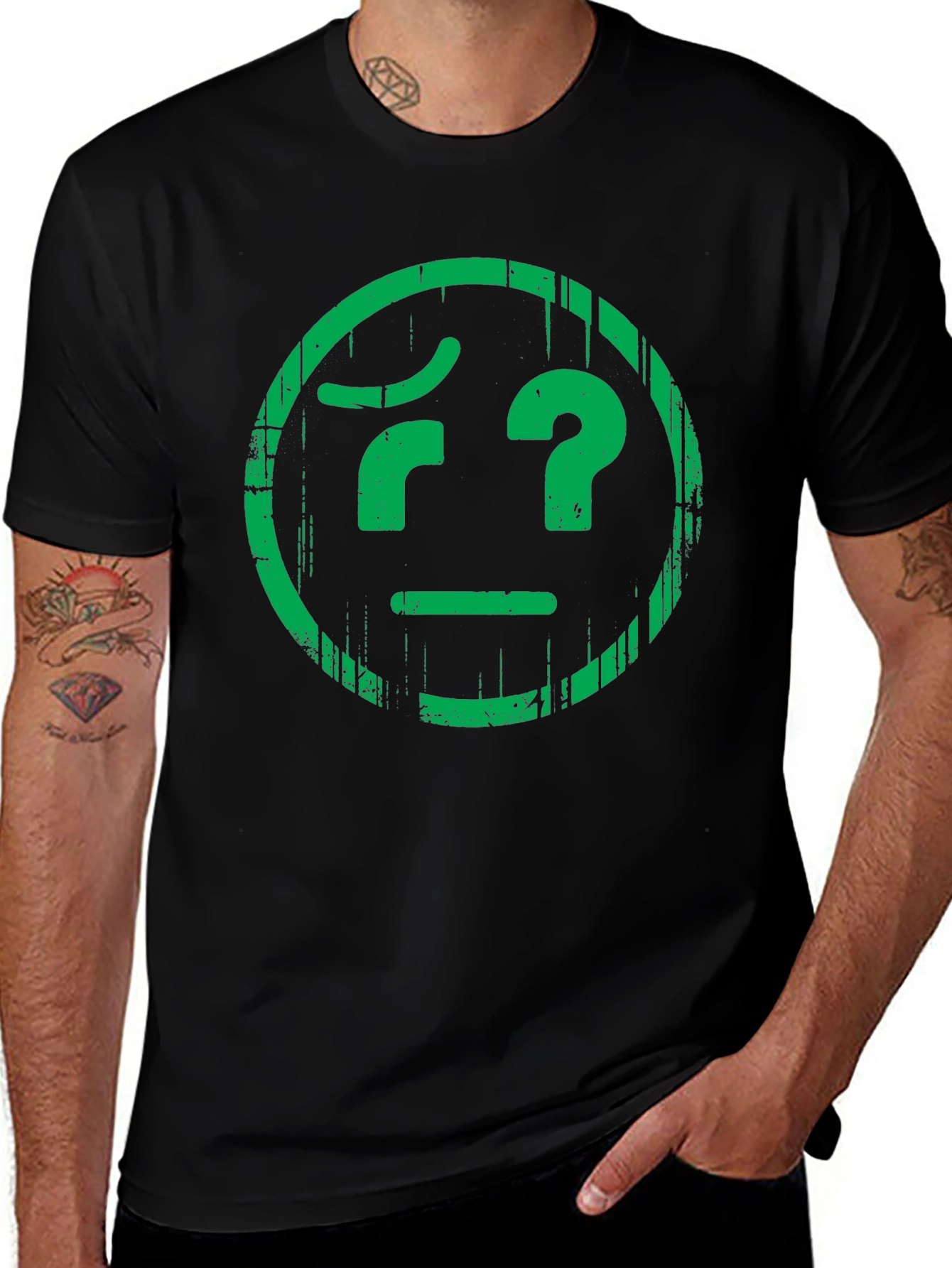 Confused Face Graphic Tee - Unisex Black T-Shirt