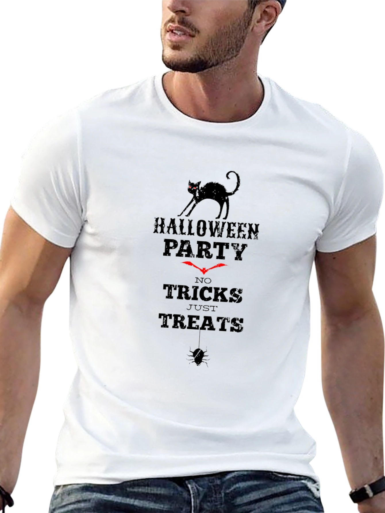 Halloween Party No Tricks Just Treats Black T-Shirt