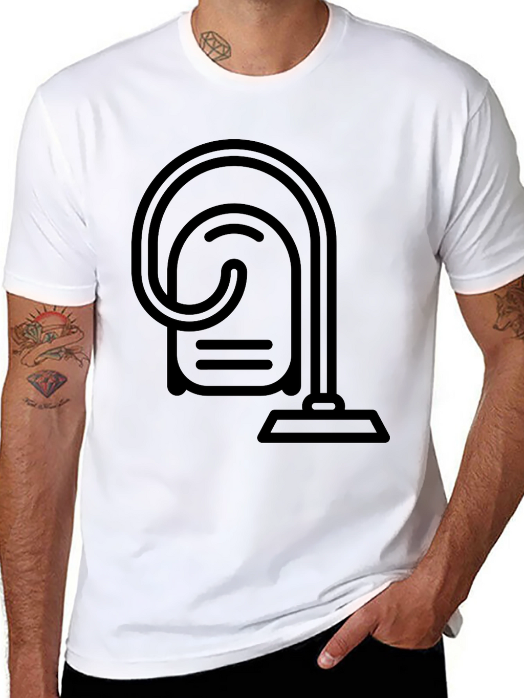 Modern Vacuum Graphic Tee - Stylish Black T-Shirt