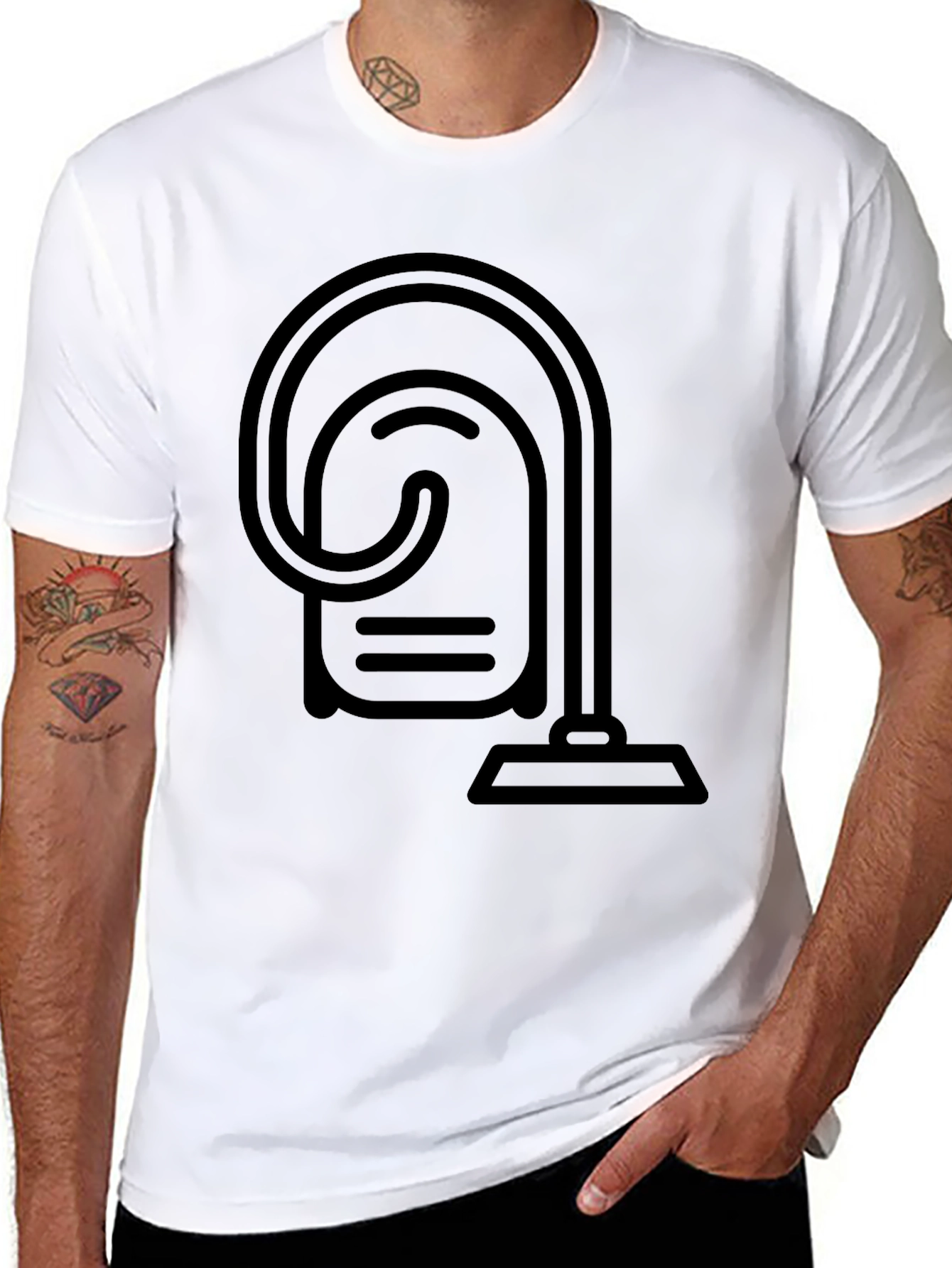 Modern Vacuum Graphic Tee - Stylish Black T-Shirt