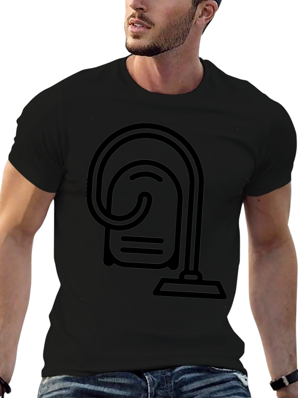 Modern Vacuum Graphic Tee - Stylish Black T-Shirt
