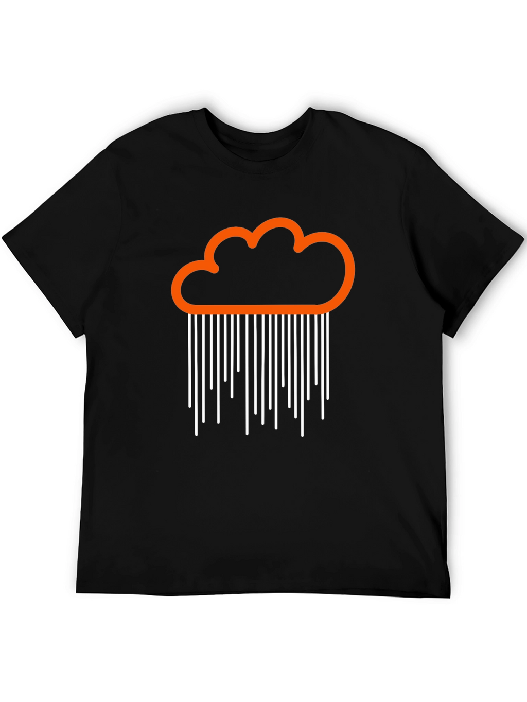 Orange Cloud Rain Graphic Black T-Shirt