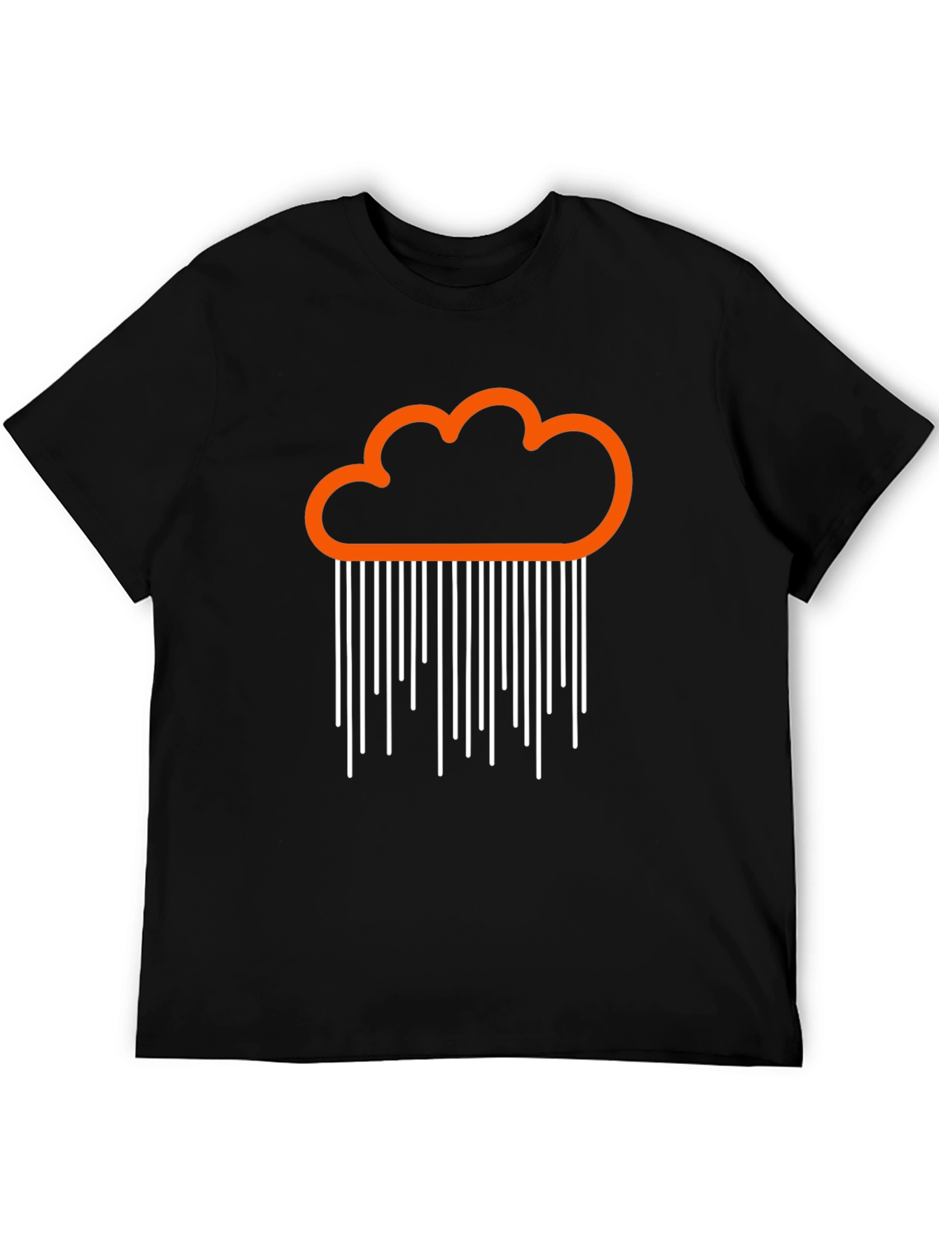 Orange Cloud Rain Graphic Black T-Shirt