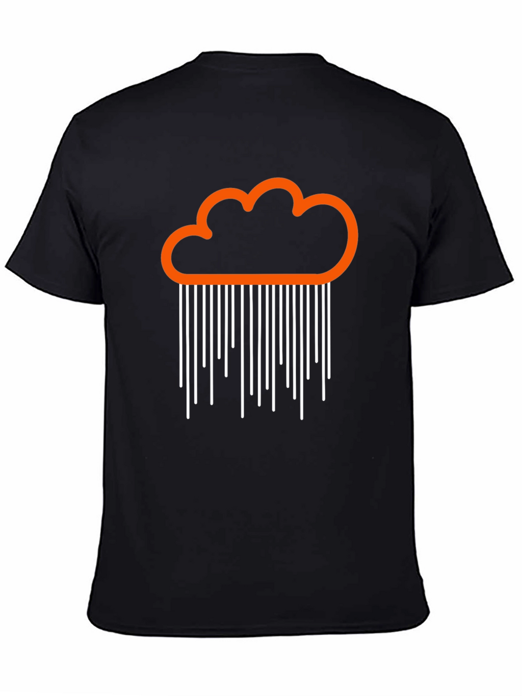 Orange Cloud Rain Graphic Black T-Shirt