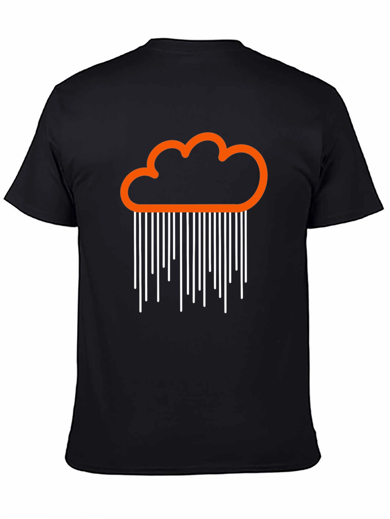 Orange Cloud Rain Graphic Black T-Shirt
