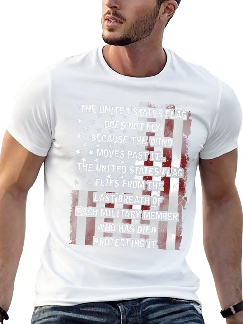 Patriotic US Flag Military Tribute T-Shirt