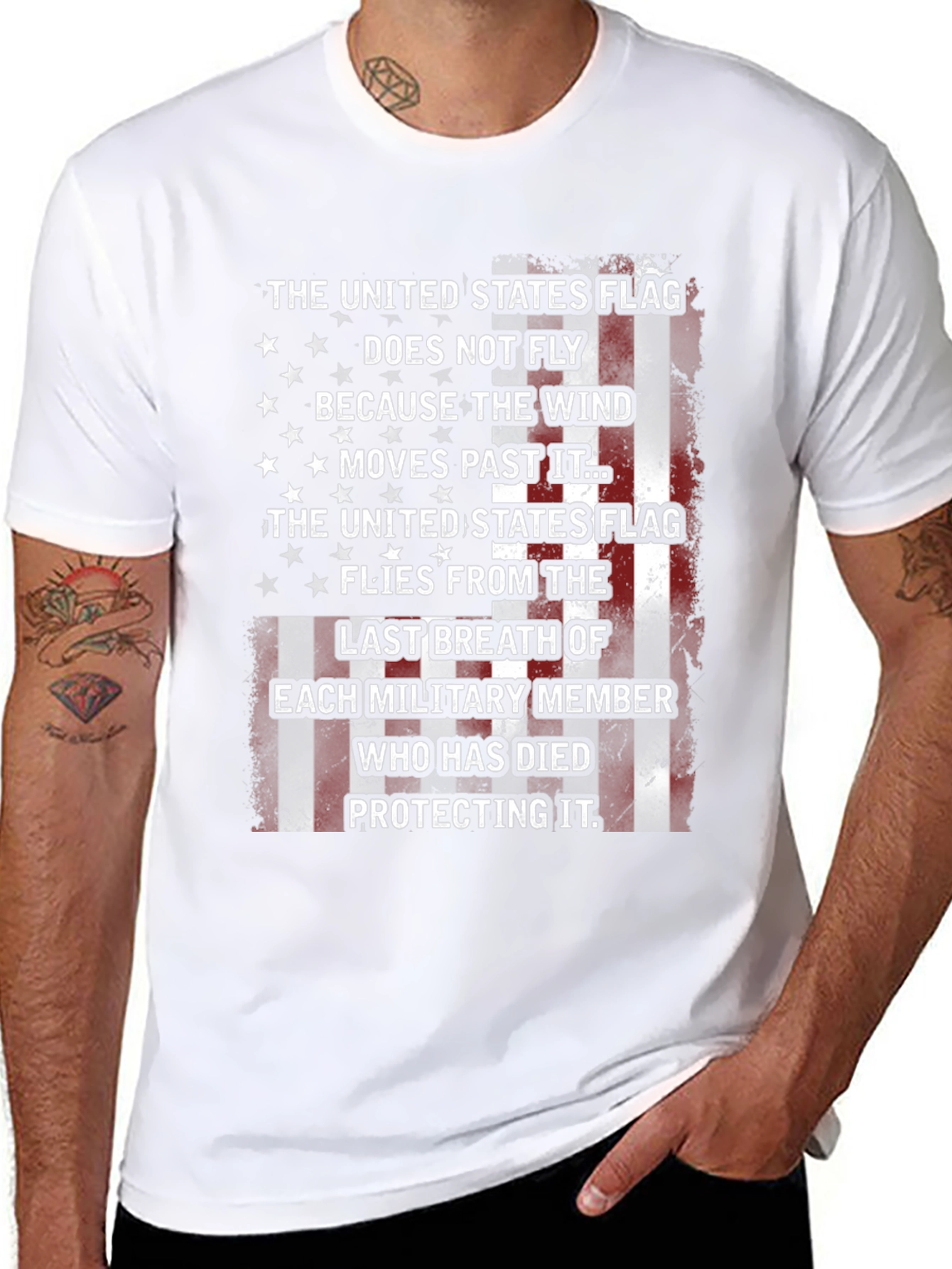 Patriotic US Flag Military Tribute T-Shirt