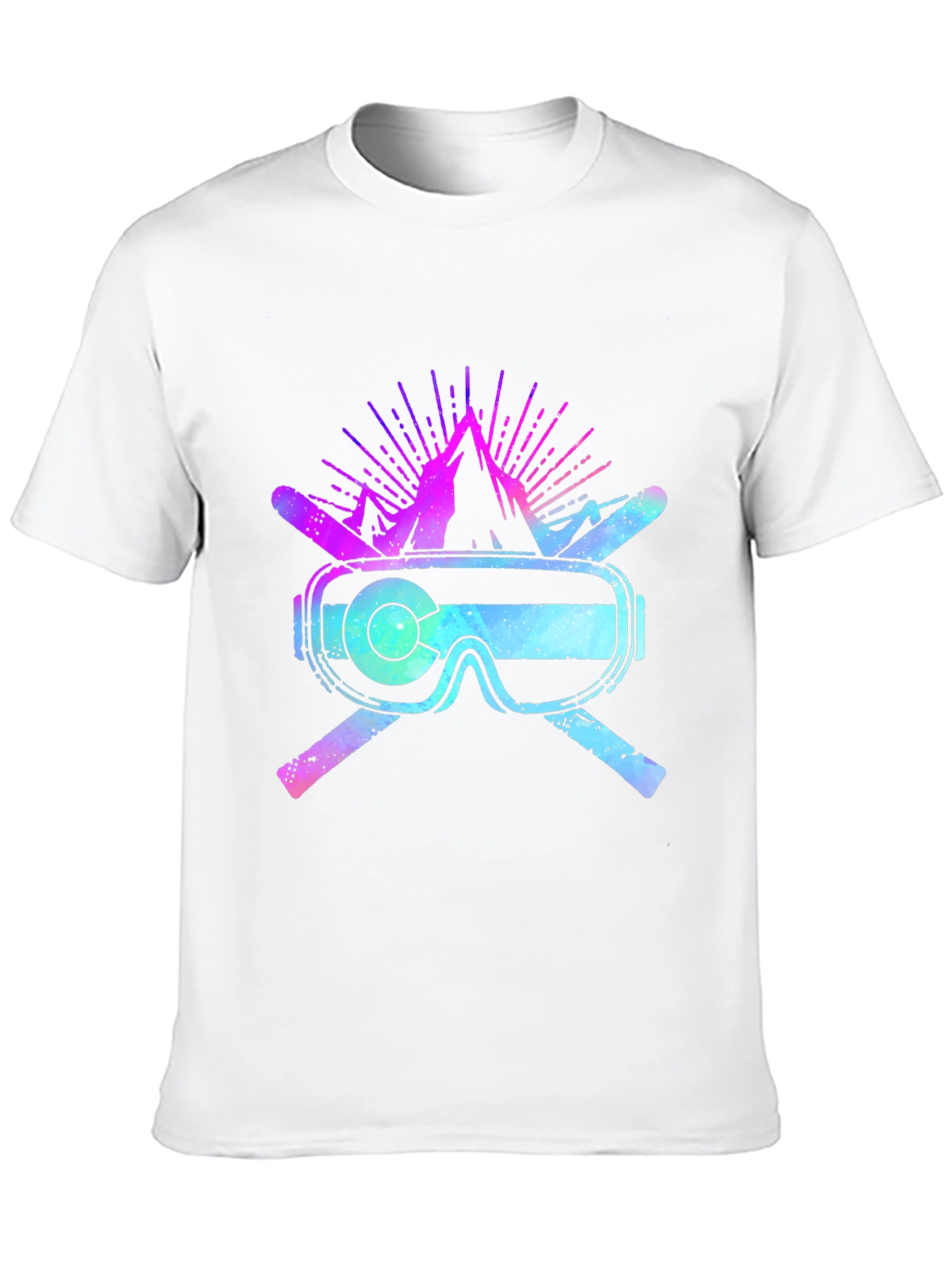 Colorado Ski Goggles Mountain Graphic Black T-Shirt