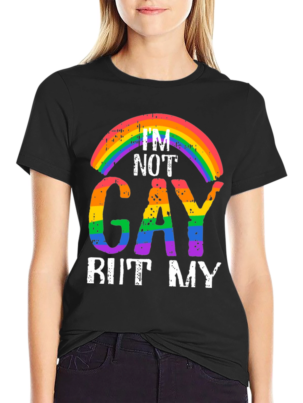 Rainbow Im Not Gay But My... Graphic Tee