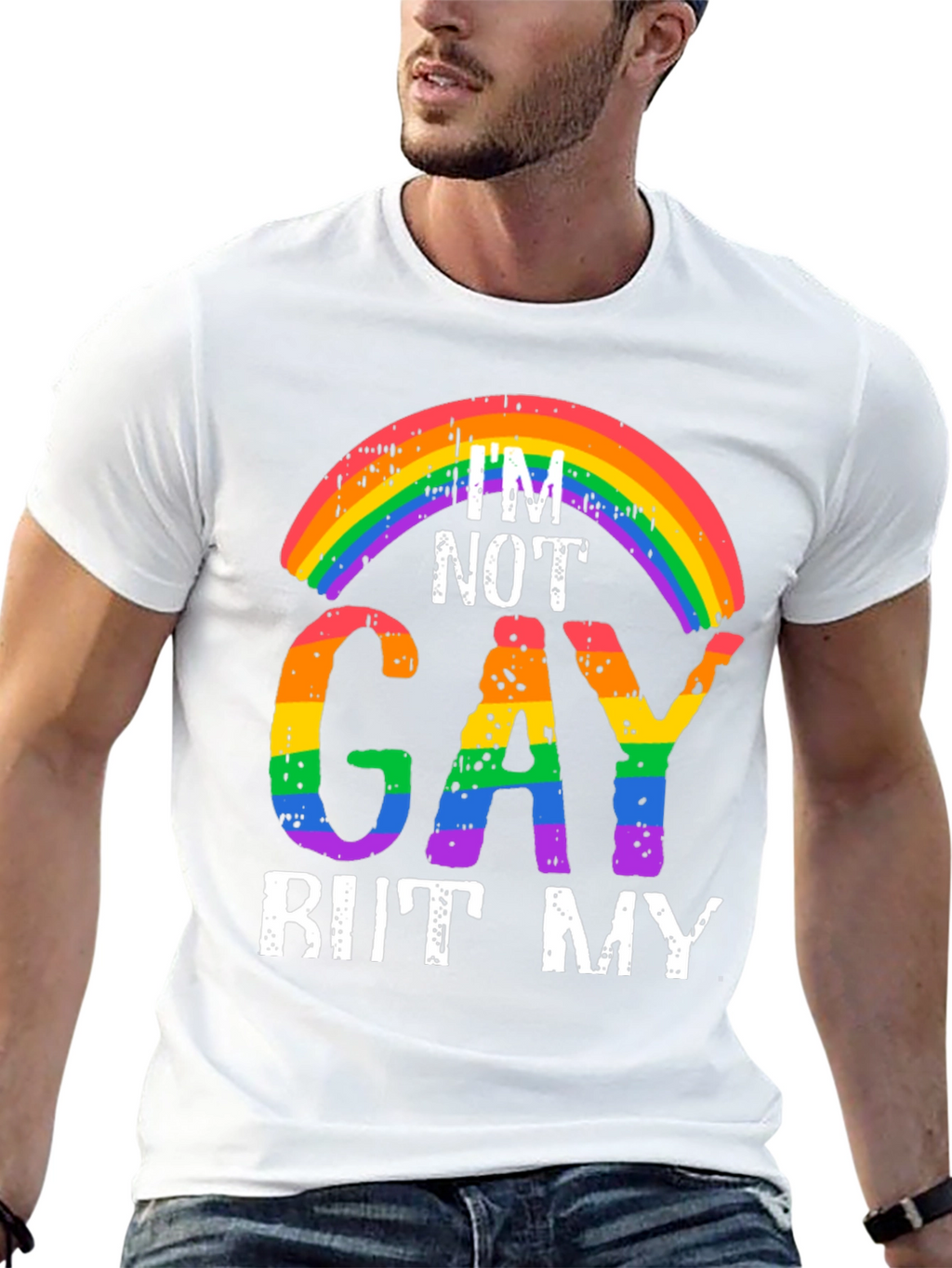 Rainbow Im Not Gay But My... Graphic Tee