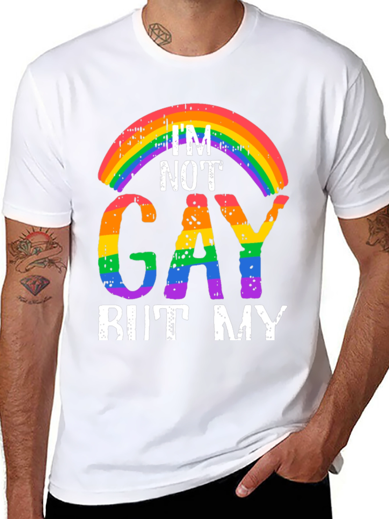 Rainbow Im Not Gay But My... Graphic Tee