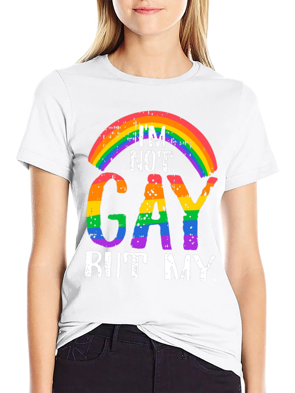Rainbow Im Not Gay But My... Graphic Tee