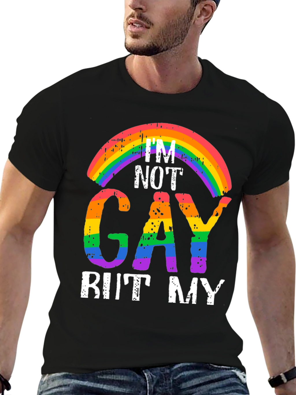 Rainbow Im Not Gay But My... Graphic Tee