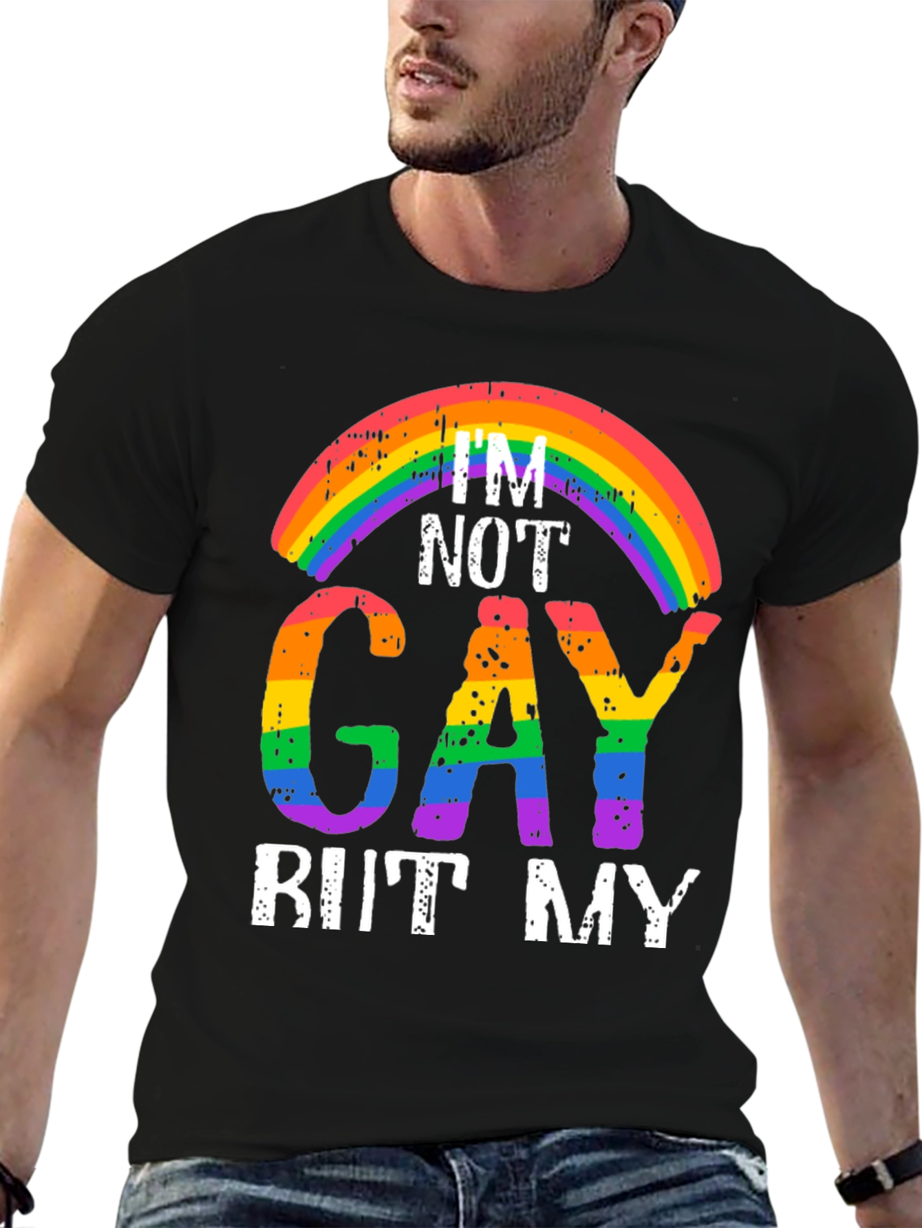 Rainbow Im Not Gay But My... Graphic Tee
