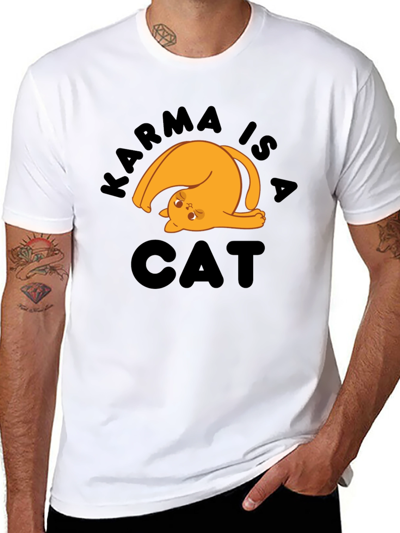 Karma is a Cat T-Shirt - Novelty Graphic Tee