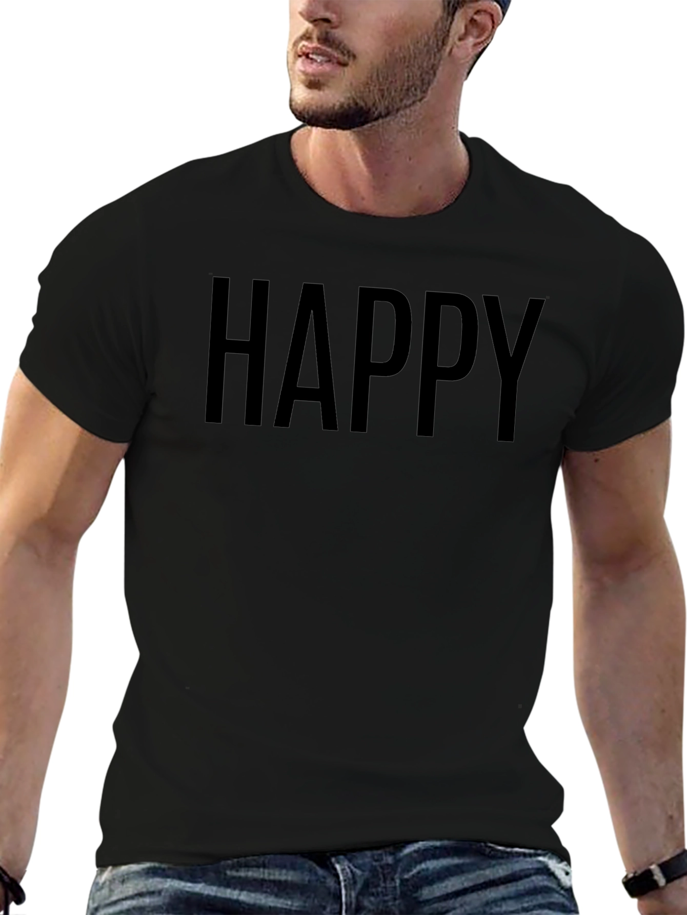 Happy Black Graphic T-Shirt