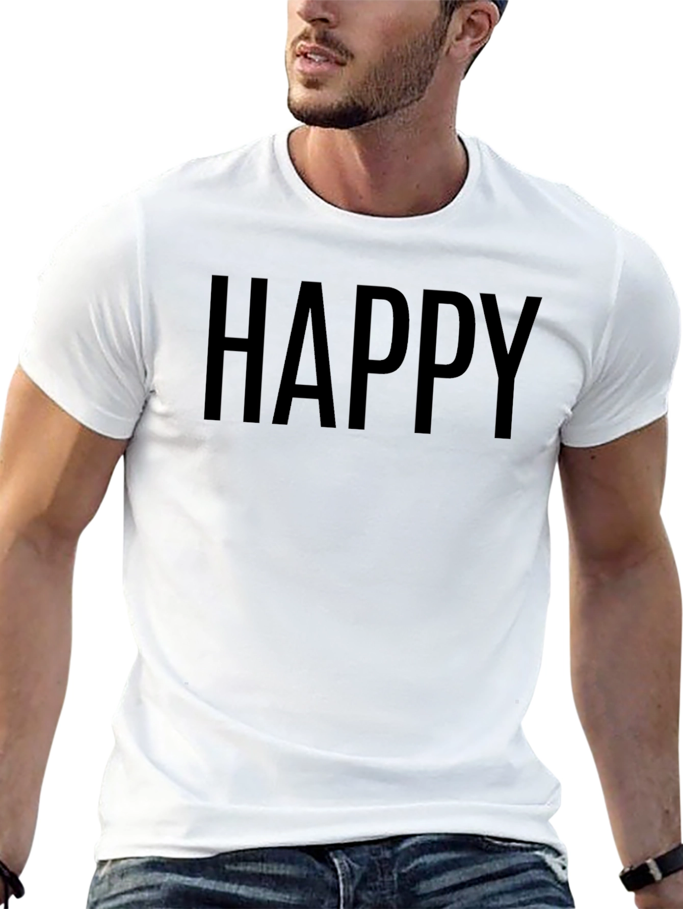 Happy Black Graphic T-Shirt
