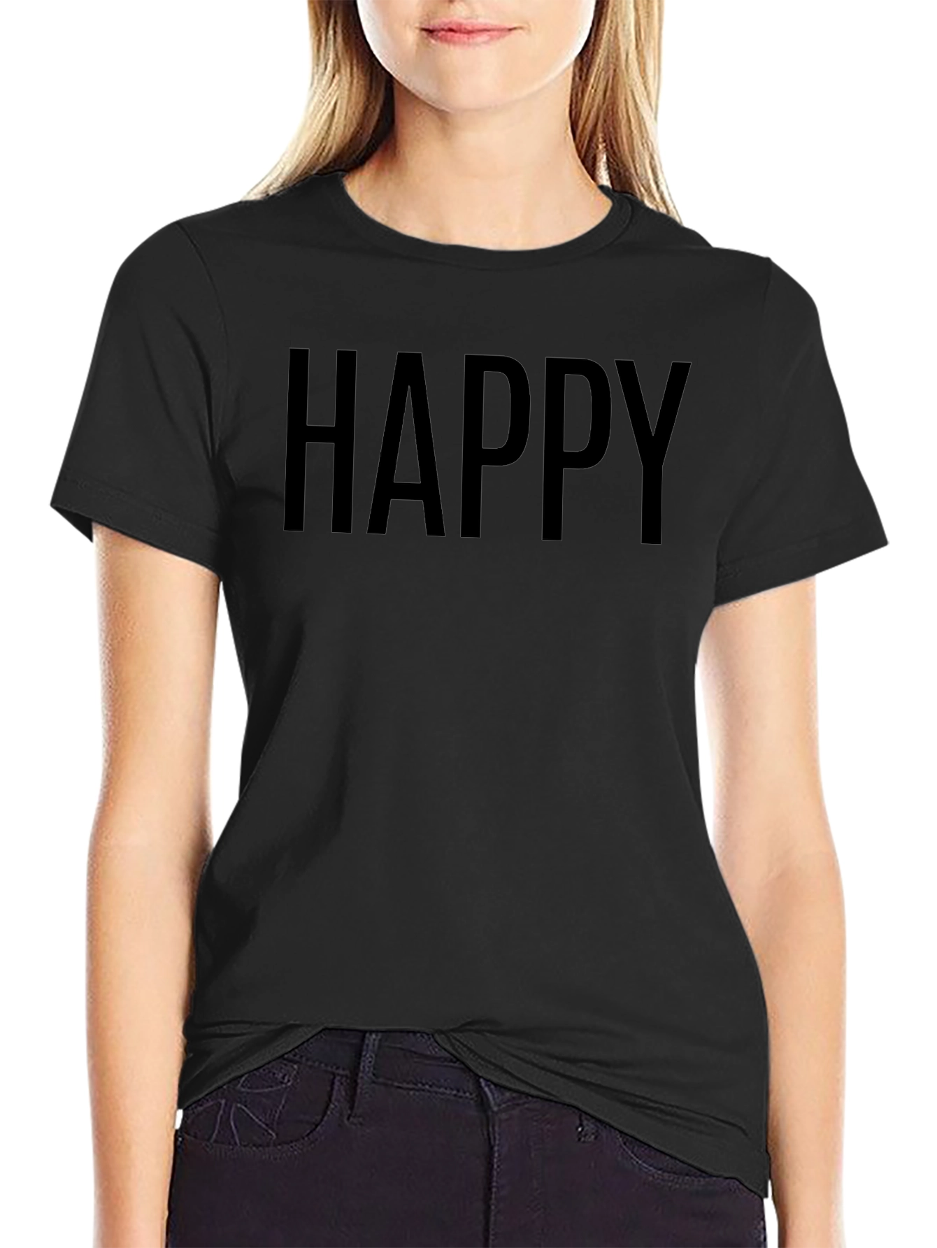 Happy Black Graphic T-Shirt