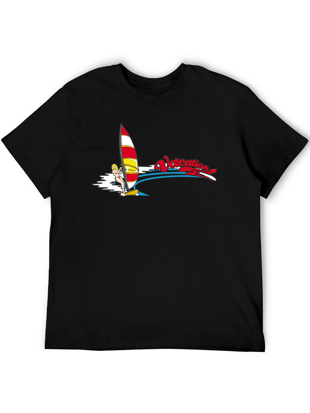 Vacation Windsurfing T-Shirt - Black Cotton Tee