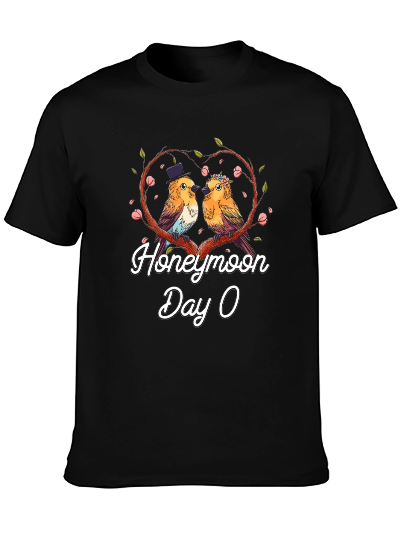 Honeymoon Day 0 Graphic T-Shirt - Romantic Bird Couple Tee