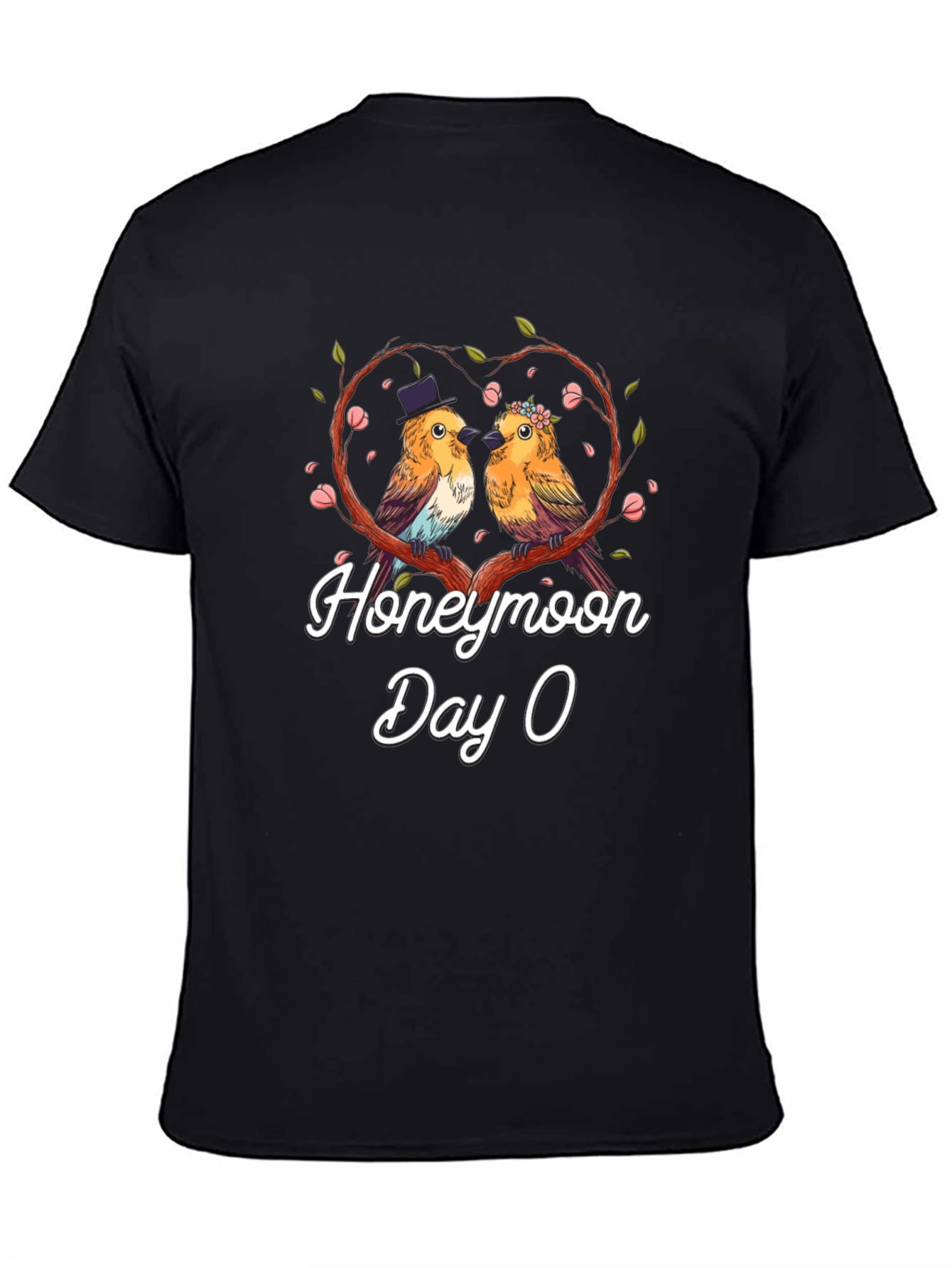 Honeymoon Day 0 Graphic T-Shirt - Romantic Bird Couple Tee