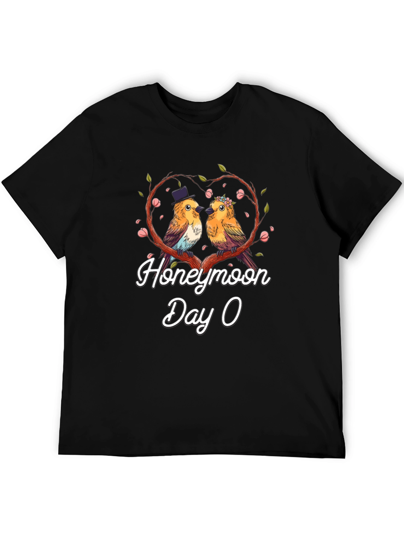 Honeymoon Day 0 Graphic T-Shirt - Romantic Bird Couple Tee