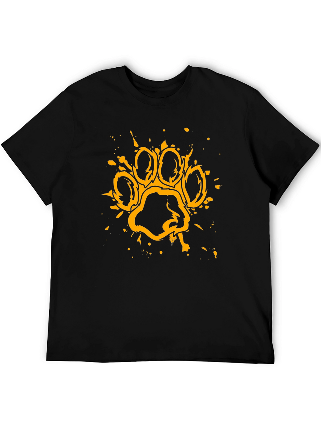 Grunge Paw Print Graphic T-Shirt - Black