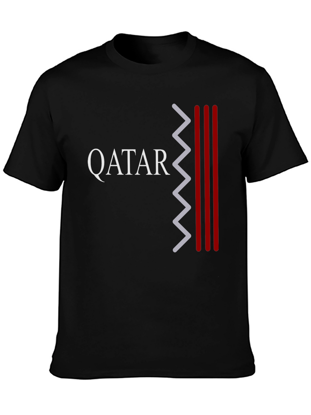 Qatar Pride Graphic Tee - Black Crew Neck T-Shirt