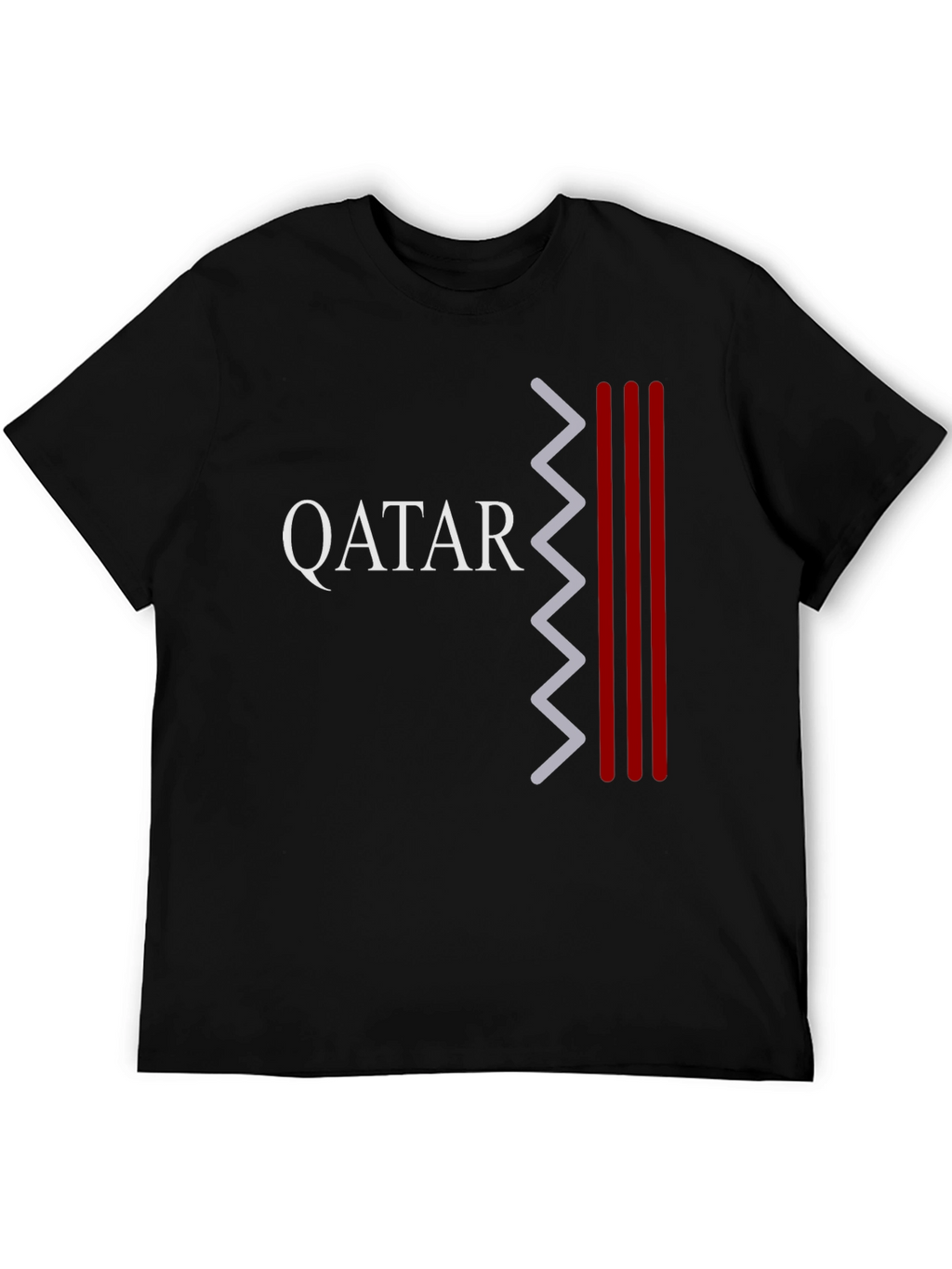 Qatar Pride Graphic Tee - Black Crew Neck T-Shirt