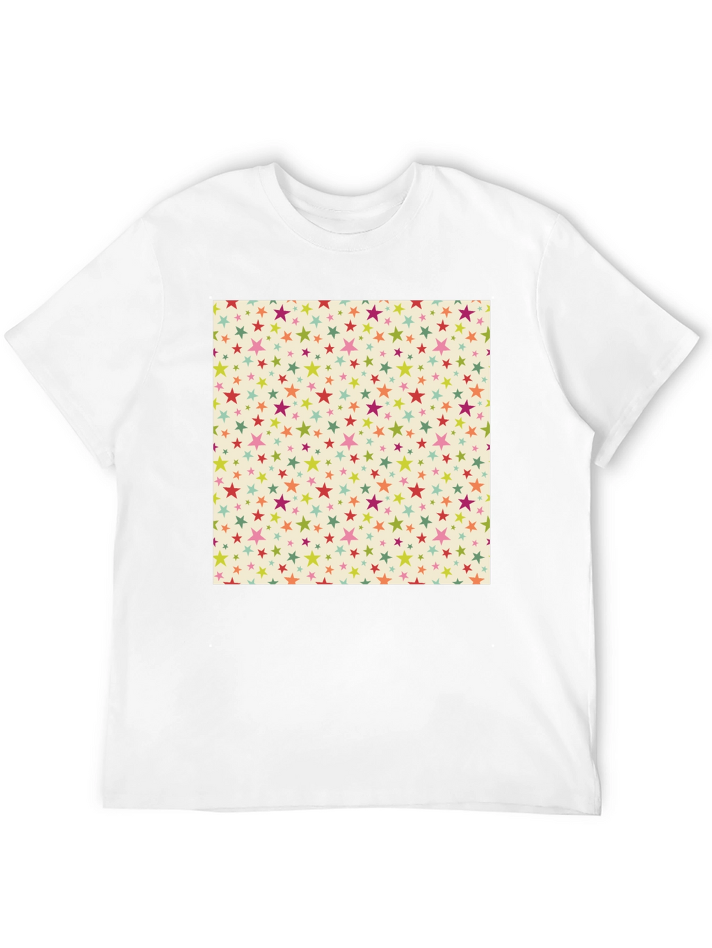 Starry Pattern Tee - Black Cotton Blend Casual T-Shirt