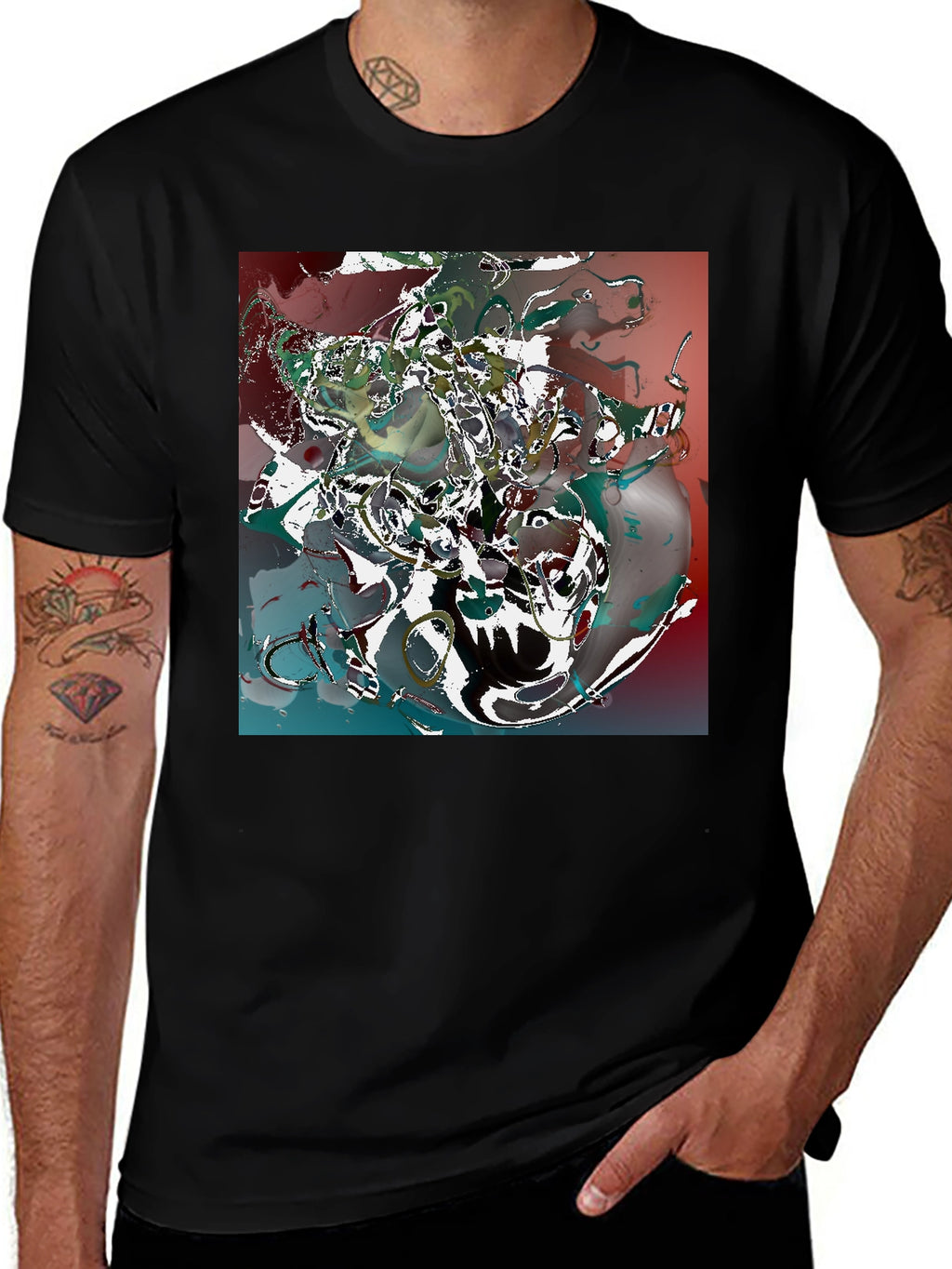 Abstract Art Print Black Tee - Unique Style