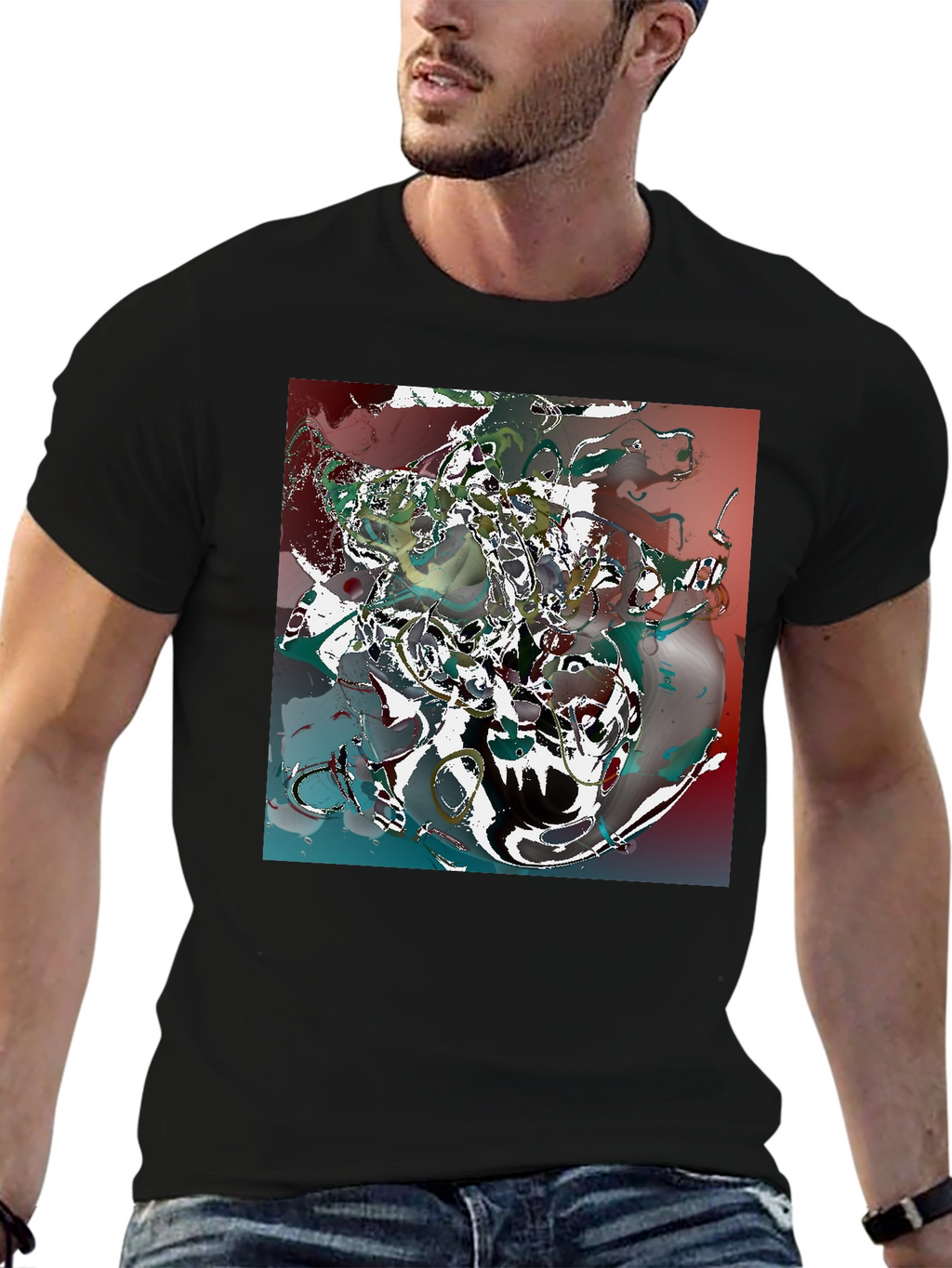 Abstract Art Print Black Tee - Unique Style