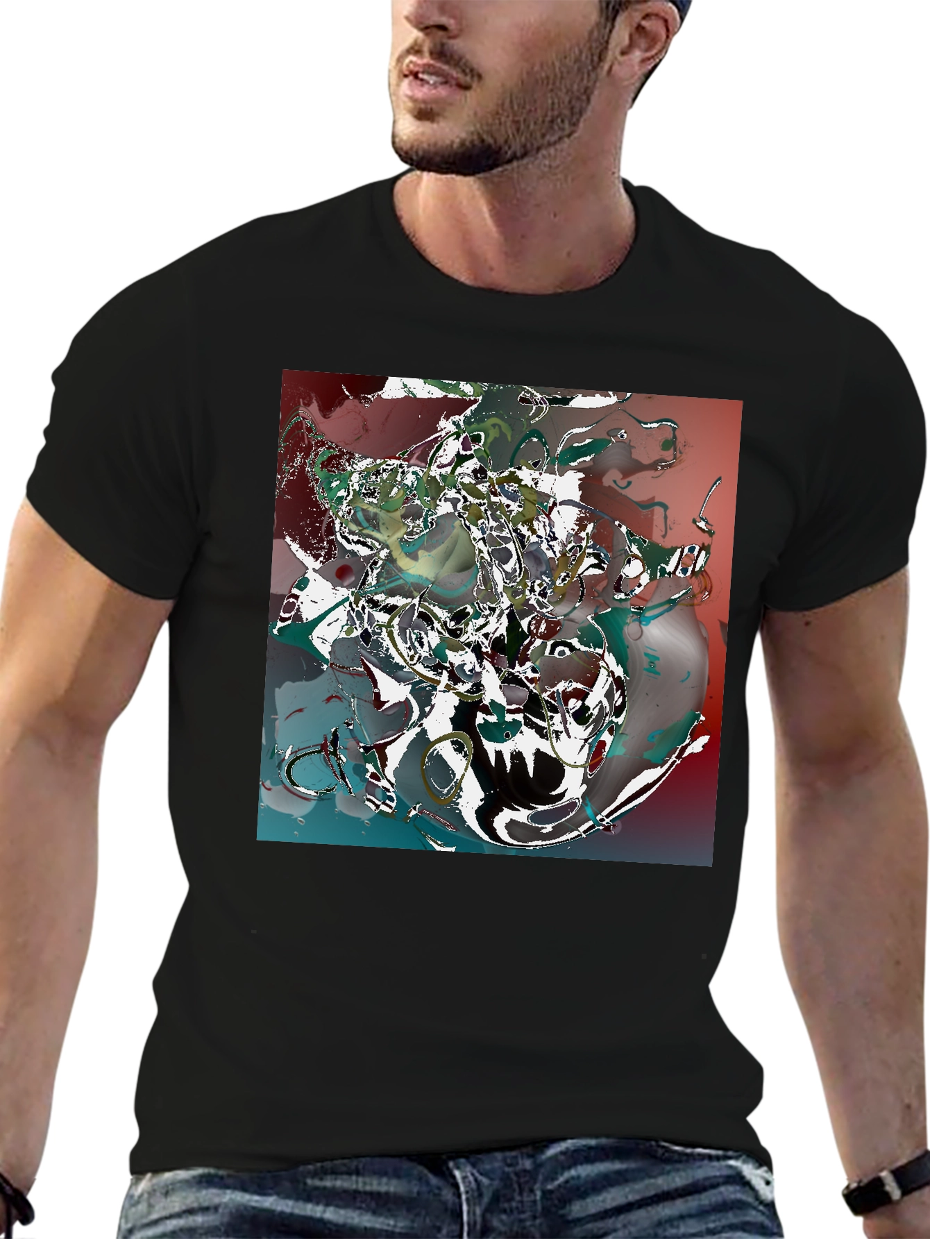 Abstract Art Print Black Tee - Unique Style