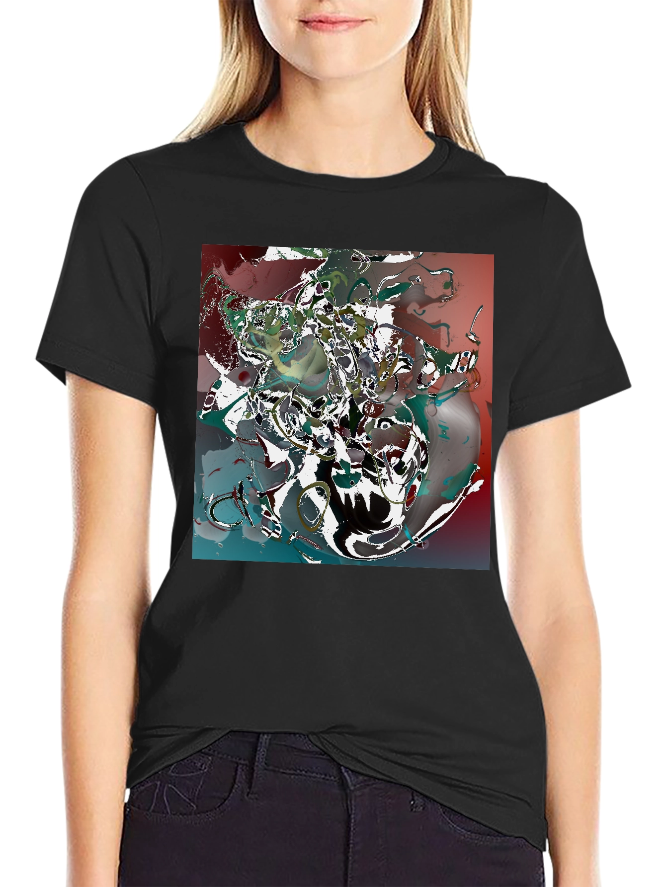 Abstract Art Print Black Tee - Unique Style