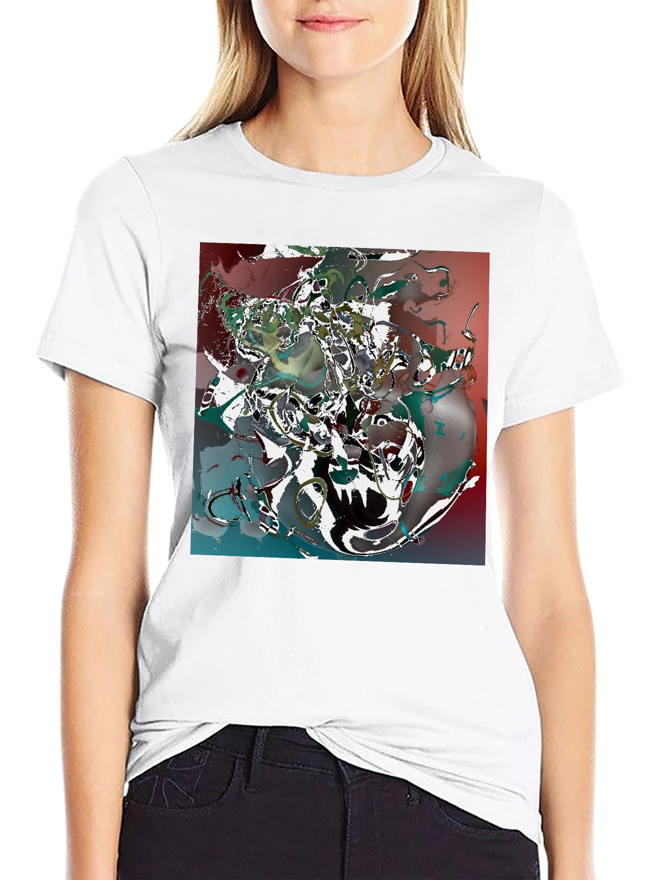 Abstract Art Print Black Tee - Unique Style