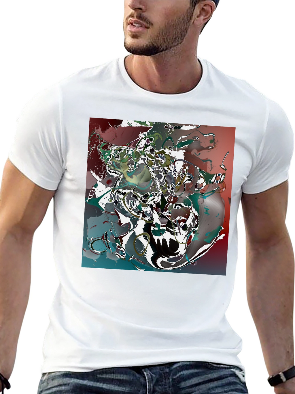 Abstract Art Print Black Tee - Unique Style