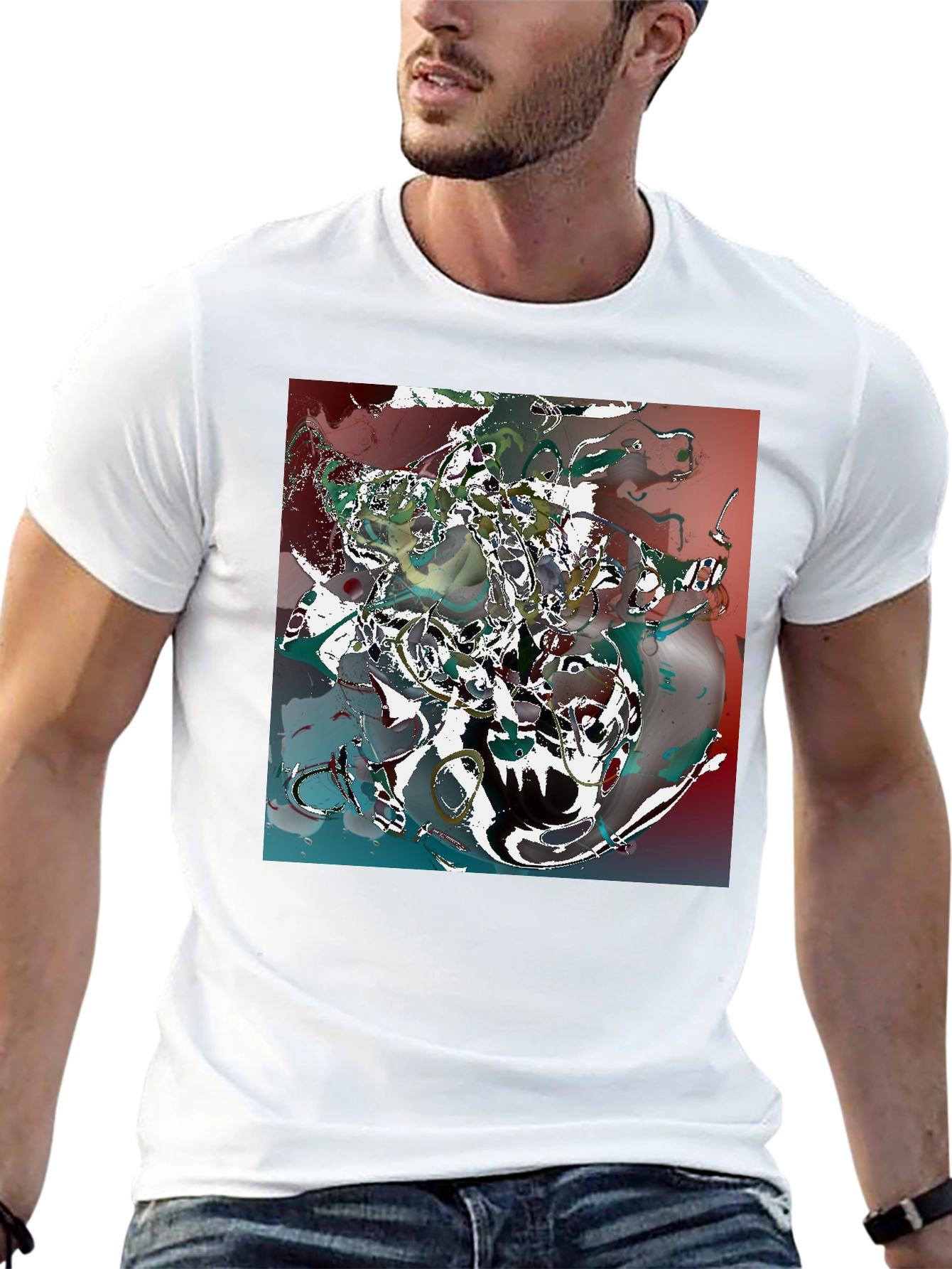 Abstract Art Print Black Tee - Unique Style