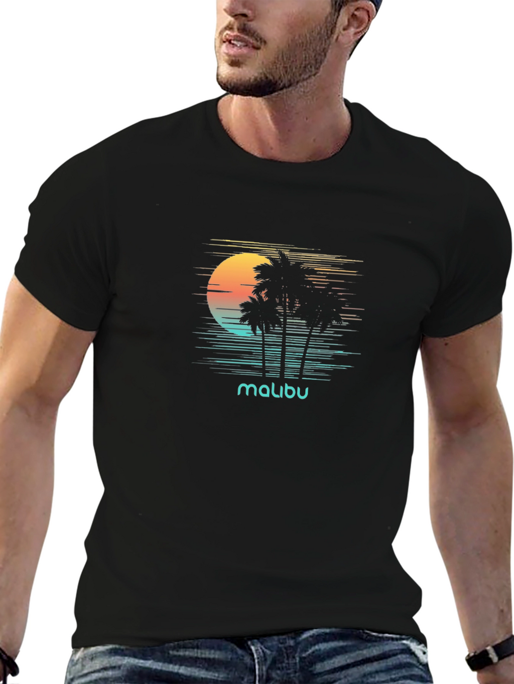 Malibu Palm Tree Sunset Graphic Tee
