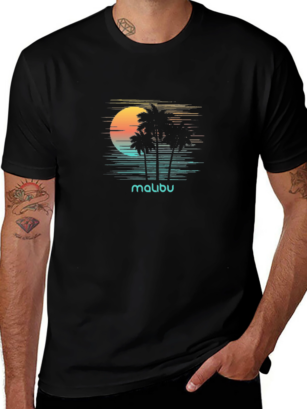 Malibu Palm Tree Sunset Graphic Tee