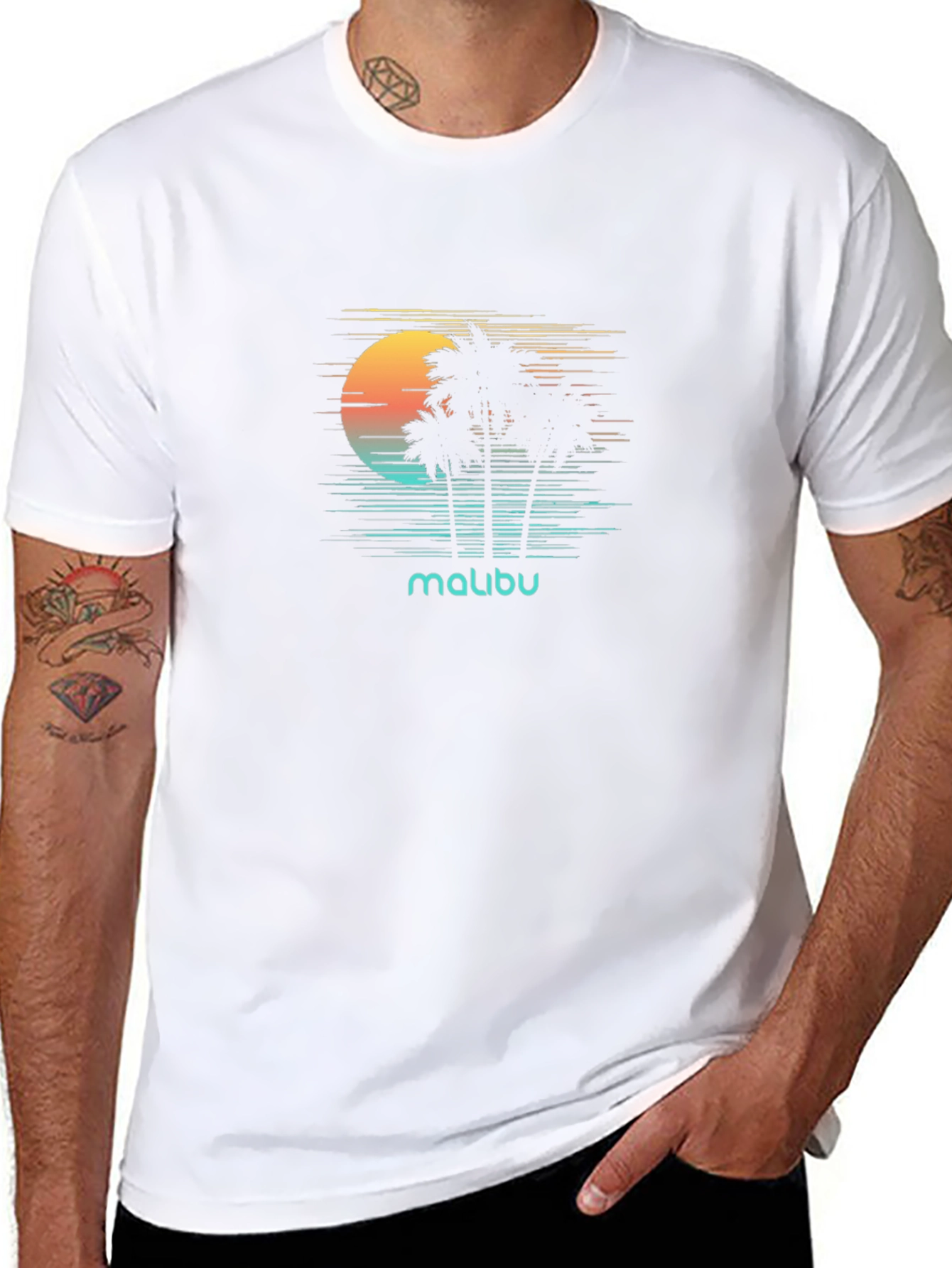Malibu Palm Tree Sunset Graphic Tee