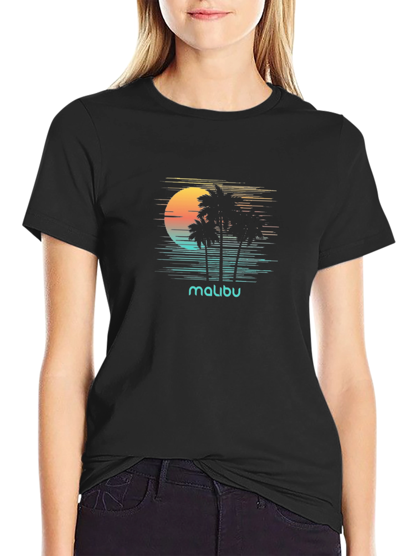Malibu Palm Tree Sunset Graphic Tee
